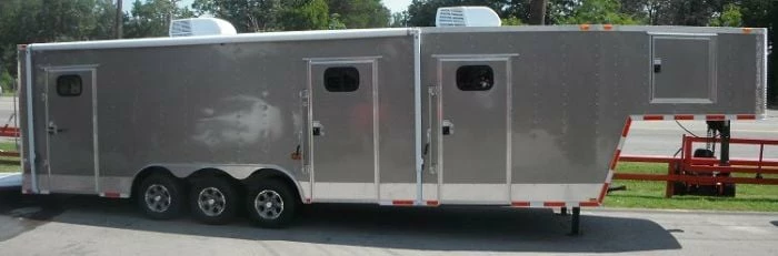 SLE Enclosed Trailers Enclosed Trailer 8.5'x36' Gooseneck Event Food Car Hauler (Silver) Storage