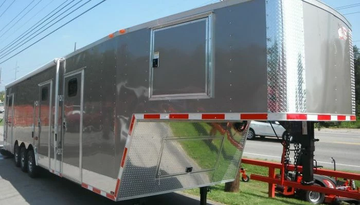 SLE Enclosed Trailers Enclosed Trailer 8.5'x36' Gooseneck Event Food Car Hauler (Silver) Storage - Image 2