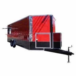 SLE Concessions Concession Trailer 8.5'x22' Vending BBQ Smoker Event Catering (Red)