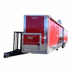 SLE Concessions Concession Trailer 8.5' X 28' Red - BBQ Smoker Event Food Catering