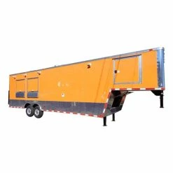 SLE Concessions Concession Trailer 8.5'x34' With Appliances - Gooseneck (Orange) Restroom