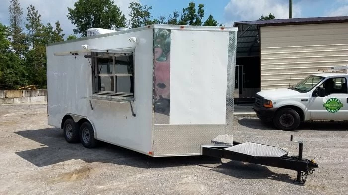 SLE Concessions 8.5' X 16' White Catering Event Concession Food Trailer With Appliances - Image 5