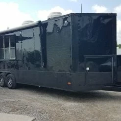 SLE Concessions Black On Black 8.5x25 Porch Style Concession Food Trailer