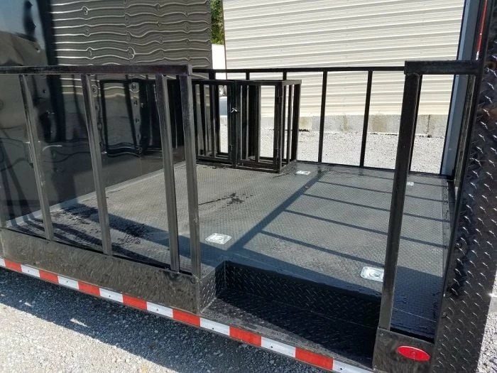 SLE Concessions 8.5' X 30' Black On Black Porch Style Concession Food Trailer - Image 4