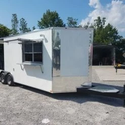 SLE Concessions 8.5' X 20' Porch Style White Concession Food Trailer