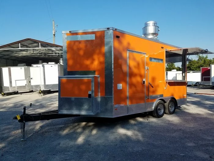 SLE Concessions 8.5' X 16' Orange Shaved Ice Concession Food Trailer - Image 5