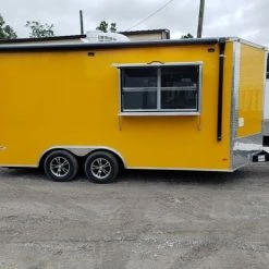 SLE Concessions 8.5' X 16' Penske Yellow Concession Food Trailer