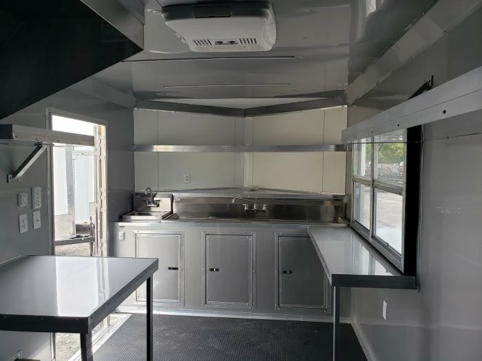 SLE Concessions 8.5' X 16' Penske Yellow Concession Food Trailer - Image 3