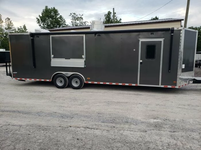 SLE Concessions 8.5' X 28' Charcoal Grey Concession Food Trailer