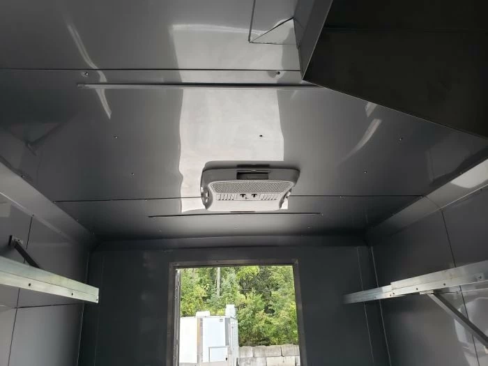 SLE Concessions 8.5' X 28' Charcoal Grey Concession Food Trailer - Image 3