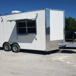 SLE Concessions 8.5' X 16' White Concession Food Trailer With Appliances