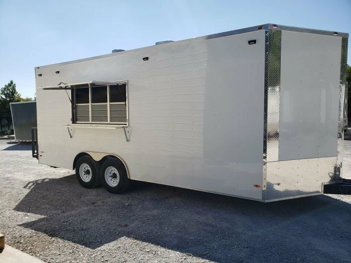 SLE Concessions 8.5' X 20' White Custom Built Concession Food Trailer