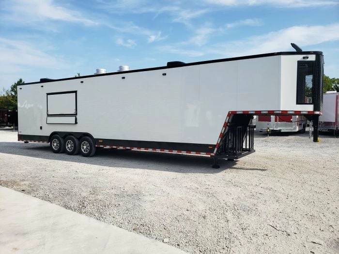 SLE Concessions 8.5' X 40' White Gooseneck Concession Food Trailer
