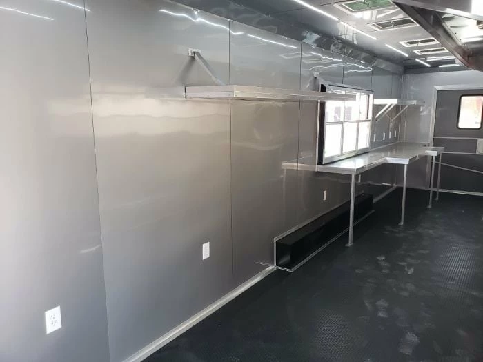 SLE Concessions 8.5' X 40' White Gooseneck Concession Food Trailer - Image 2