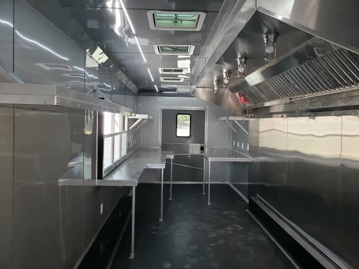 SLE Concessions 8.5' X 40' White Gooseneck Concession Food Trailer - Image 3