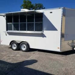 SLE Concessions White 8.5x16 Catering Concession Food Trailer