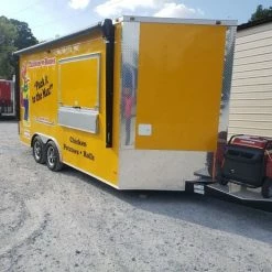 SLE Concessions 8.5' X 16' Penske Yellow Concession Food Trailer With Appliances