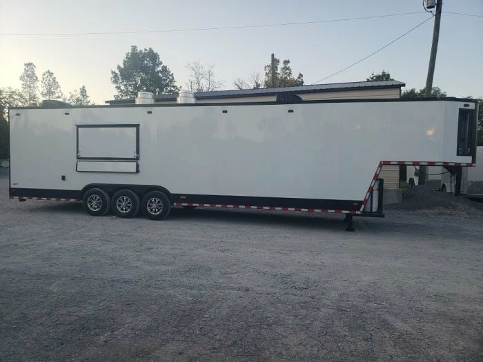 SLE Concessions 8.5' X 40' White Gooseneck Concession Food Trailer With Appliances - Image 5