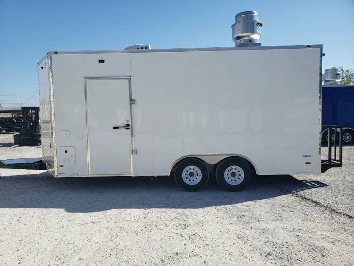 SLE Concessions 8.5' X 18' White Concession Food Trailer - Image 3