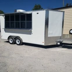 SLE Concessions 8.5' X 16' White Catering Concession Food Trailer With Appliances