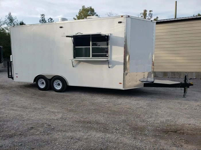 SLE Concessions 8.5' X 18' White Concession Food Trailer With Appliances