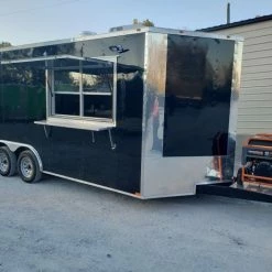 SLE Concessions 8.5' X 18' Black Concession Food Trailer With Appliances