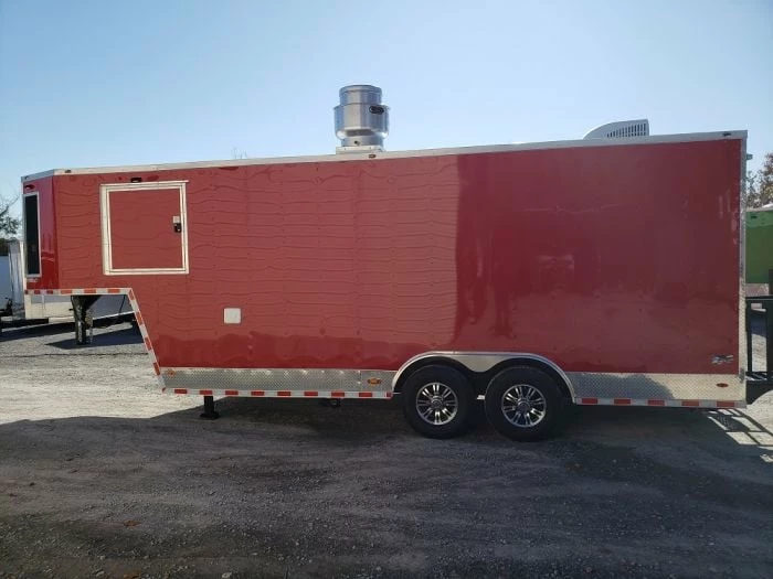 SLE Concessions 8.5' X 27' Victory Red Gooseneck Concession Food Trailer - Image 5