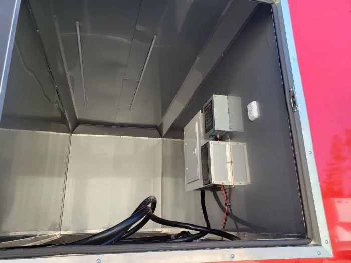 SLE Concessions 8.5' X 27' Victory Red Gooseneck Concession Food Trailer - Image 4