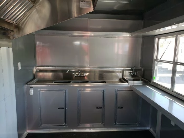 SLE Concessions 8.5' X 27' Victory Red Gooseneck Concession Food Trailer - Image 6