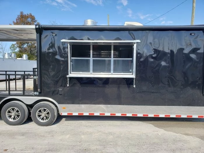 SLE Concessions Black 8.5' X 28' Porch Style Concession Food Trailer - Image 5