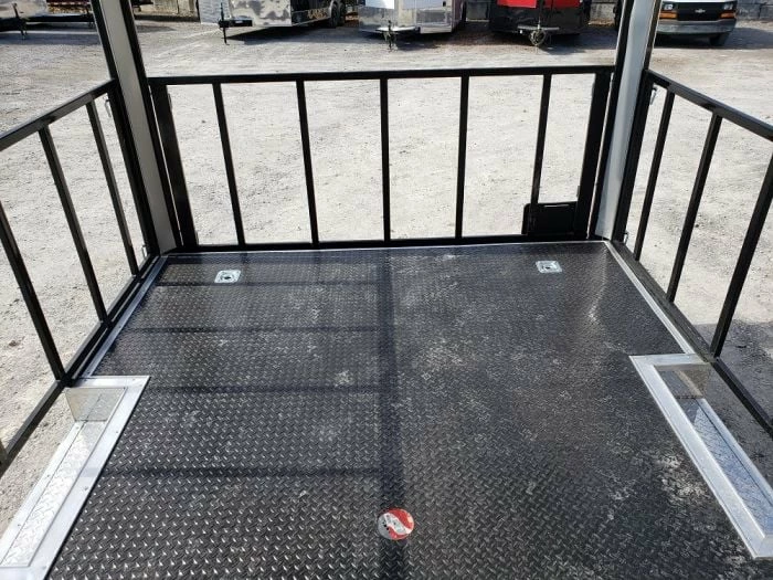 SLE Concessions Black 8.5' X 28' Porch Style Concession Food Trailer - Image 6