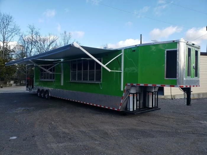 SLE Concessions 8.5' X 53' Lime Green Gooseneck BBQ Concession Food Trailer With Appliances