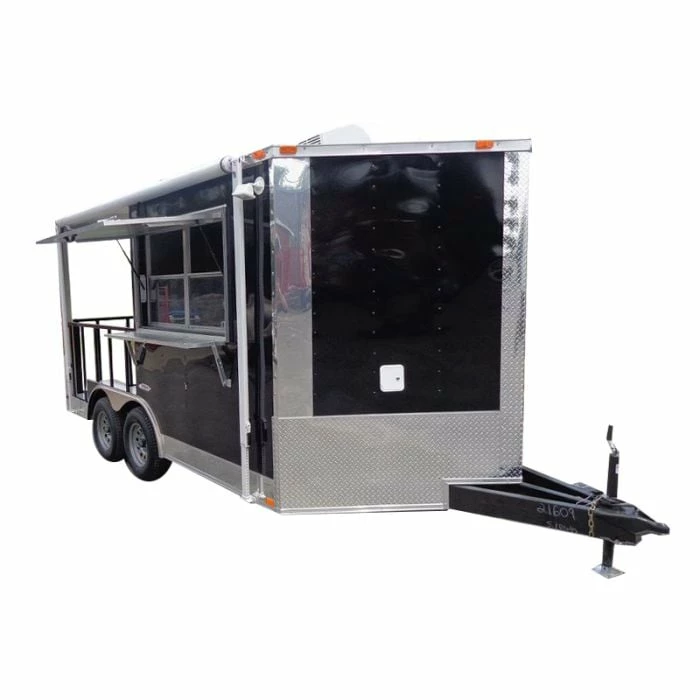 SLE Concessions BBQ Concession Trailer 8'x14' Black - Food Smoker Vending