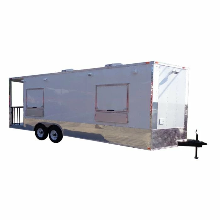 SLE Concessions Concession Trailer 8.5' X 24' White Enclosed Custom Smoker BBQ Vending