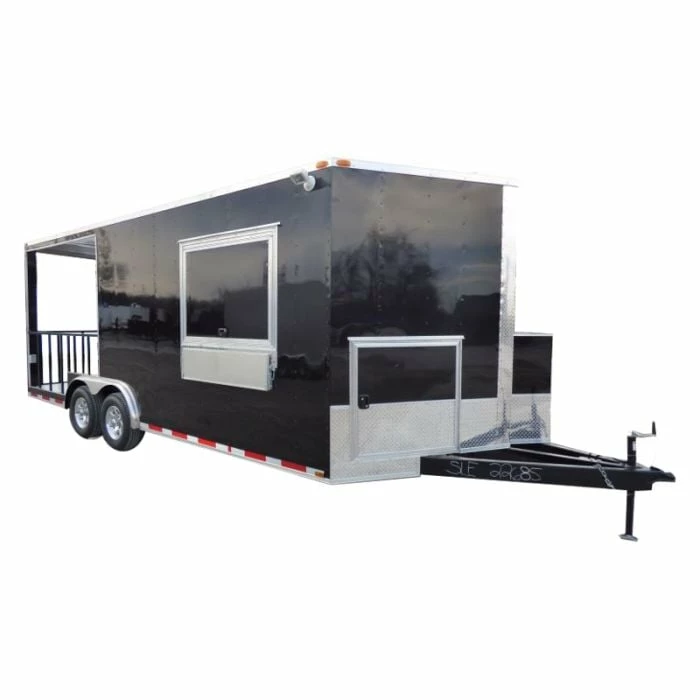 SLE Concessions Concession Trailer 8.5'x20' Black - BBQ Smoker Vending Catering
