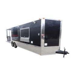 SLE Concessions Concession Trailer 8.5'x28' Black - Smoker BBQ Catering Food Event Restroom