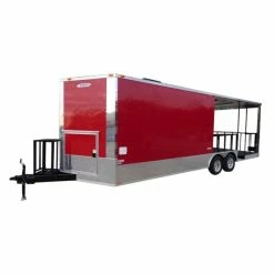 SLE Concessions Concession Trailer 8.5' X 24' Red - BBQ Smoker Food Catering