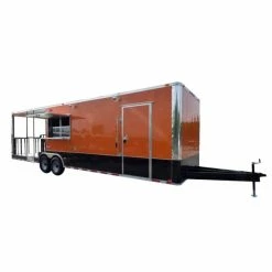 SLE Concessions 8.5' X 30' Concession Food Trailer Orange BBQ Catering Event Trailer