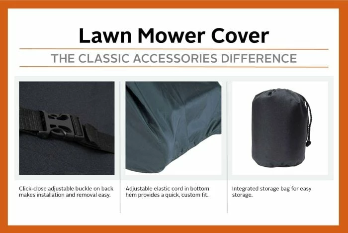 Classic Accessories Classic 73117-HUSQ Lawn Mower Cover For Husqvarna Walk-Behind Mowers Black - Image 4