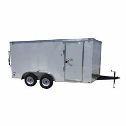 SLE Enclosed Trailers Enclosed Trailer 7'x14' White - V-Nose Lawn Mower Cargo Trailer Storage