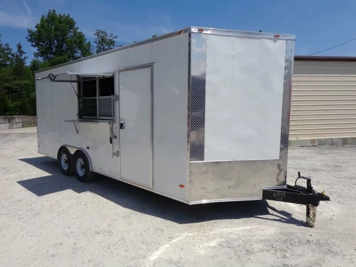 SLE Concessions 8.5' X 20' White Concession Food Trailer With Appliances