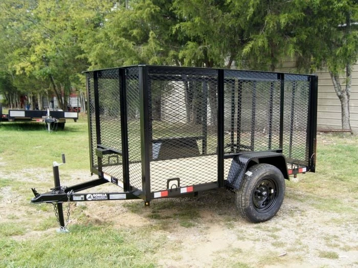 SLE Utility Trailers 5x8 Straight Deck Utility Trailer With 4ft Mesh Side 3500lb Axle