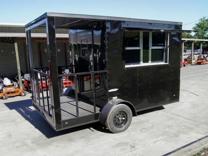 SLE Concessions 7x12 Black Concession Porch Trailer Food Serving Merchandising