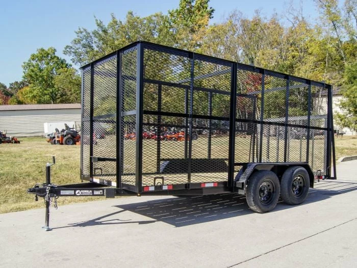 SLE Utility Trailers 6.4' X 14' Tandem Axle Straight Utility Trailer - Mesh 6' Sides