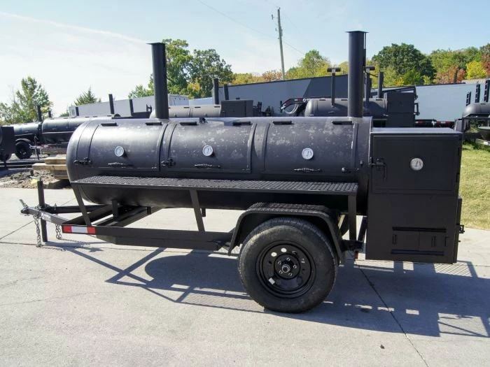SLE Equipment BBQ Smoker 300 Gallon Trailer Pull Behind With Wood Cage - Image 2