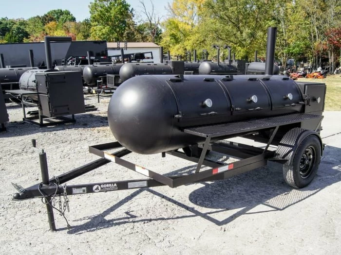 SLE Concessions BBQ Smoker 330 Gallon Trailer Pull Behind With Wood Cage 3 SLE Concessions BBQ Smoker 330 Gallon Trailer Pull Behind With Wood Cage
