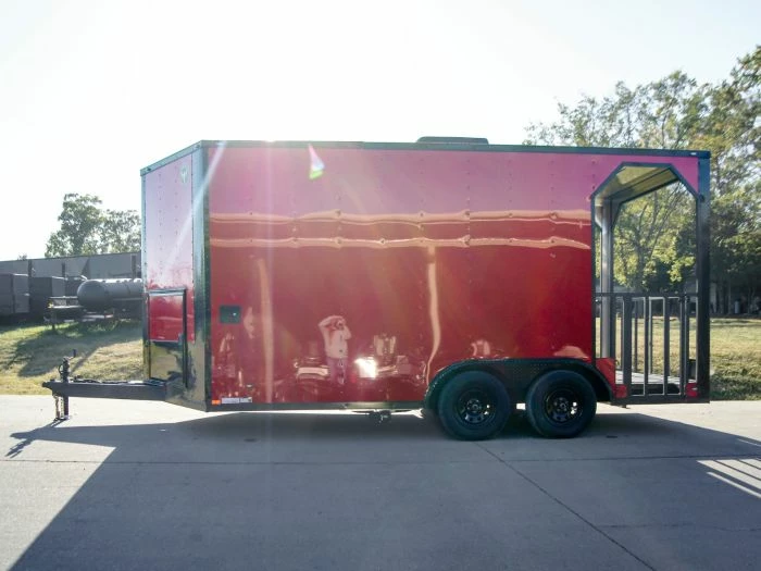 SLE Concessions 8.5x16 Red Elite Porch Concession Food Trailer With Blackout Pkg - Image 4