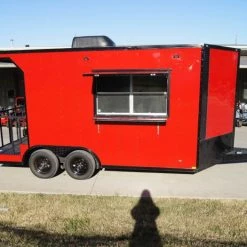 SLE Concessions 8.5x16 Red Elite Porch Concession Food Trailer With Blackout Pkg