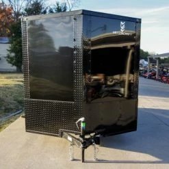 SLE Enclosed Trailers 7x14 Enclosed Trailer Black V-Nose Blackout Package 3,500lb Axle Storage