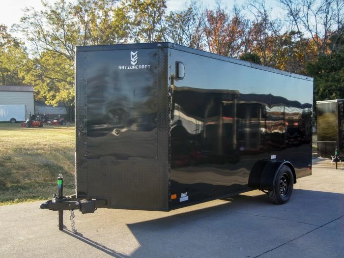 SLE Enclosed Trailers 7x14 Enclosed Trailer Black V-Nose Blackout Package 3,500lb Axle Storage - Image 2